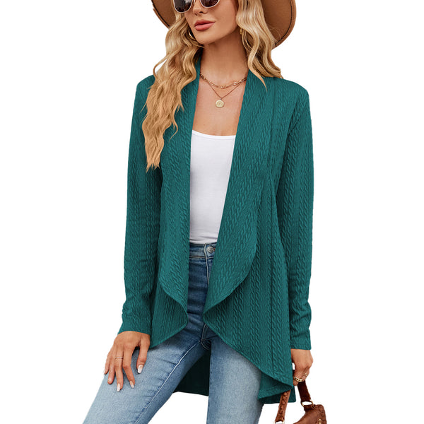 New Long Sleeve Solid Color Loose Cardigan Top Women's Knitting Coat